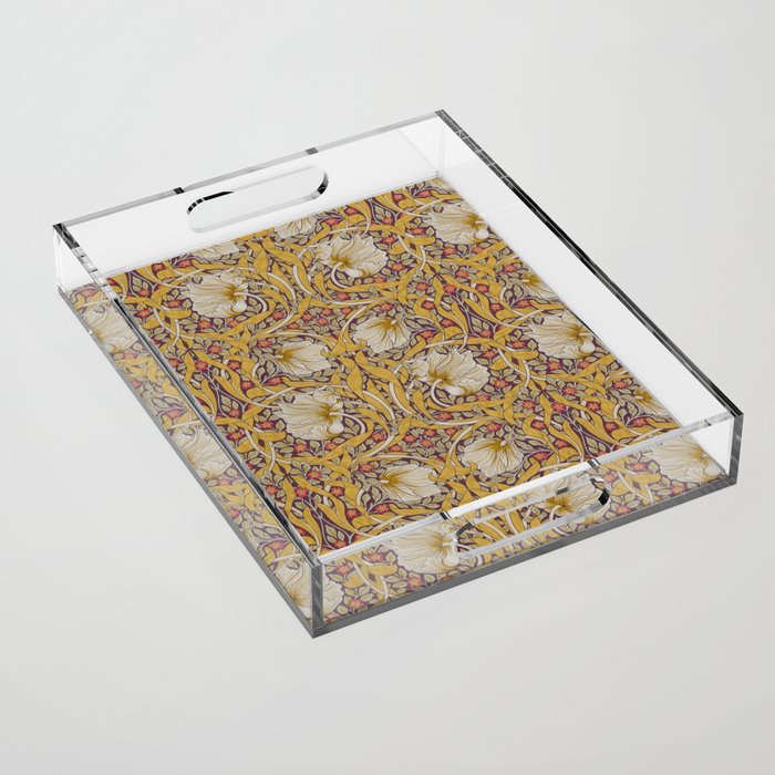 William Morris Vintage Pimpernel Golden Mustard Acrylic Tray Gallery Image 1