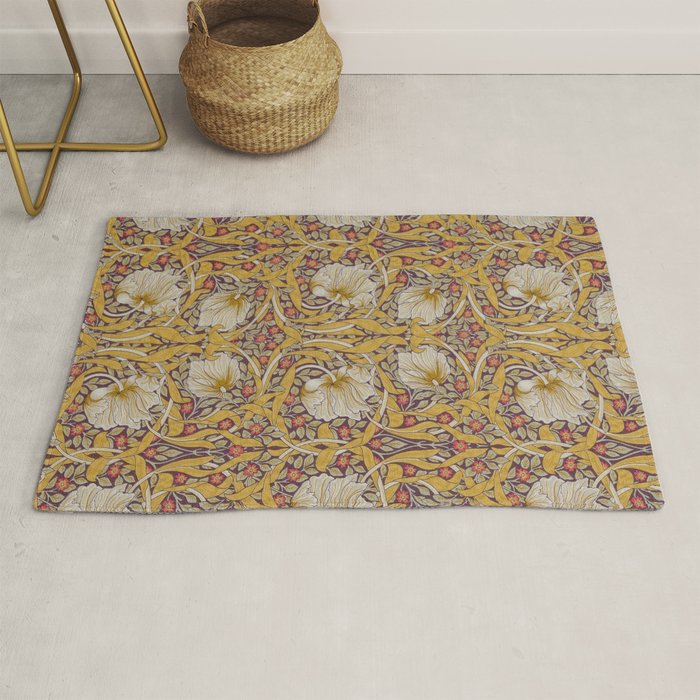 William Morris Vintage Pimpernel Golden Mustard Rug Gallery Image 1