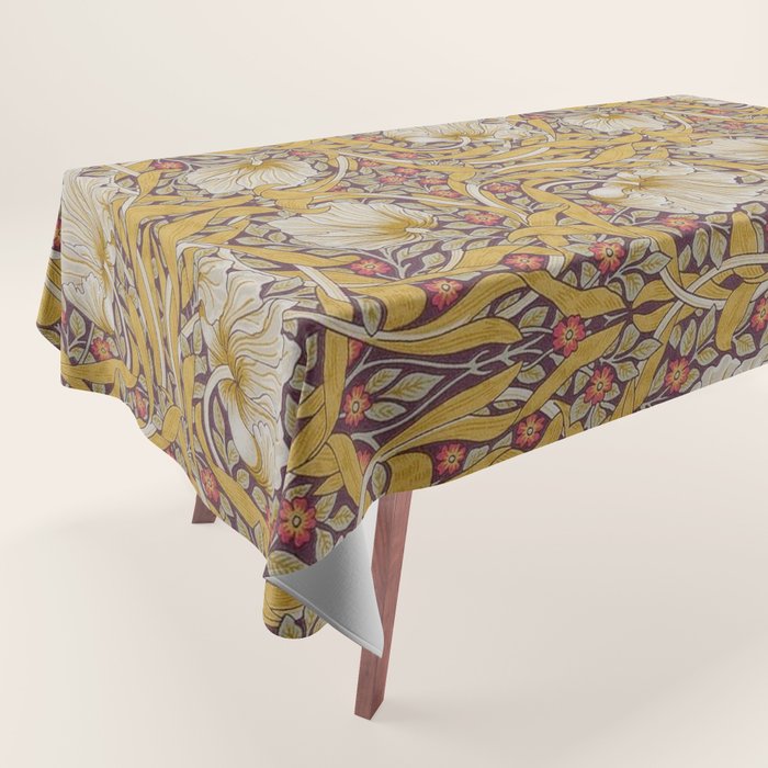 William Morris Vintage Pimpernel Golden Mustard Tablecloth Gallery Image 1