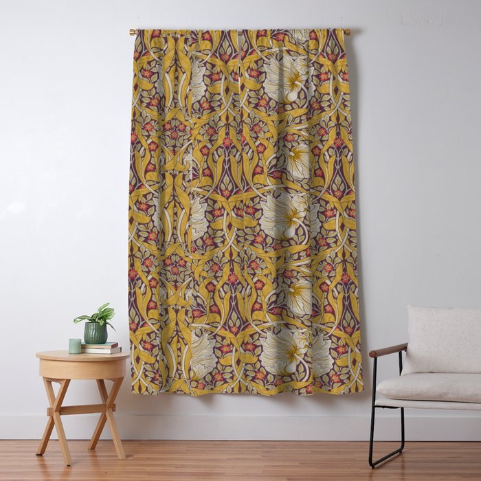 William Morris Vintage Pimpernel Golden Mustard Window Curtain Gallery Image 5