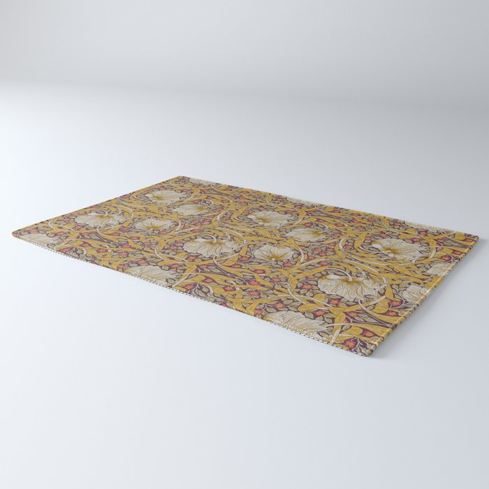 William Morris Vintage Pimpernel Golden Mustard Rug Gallery Image 3