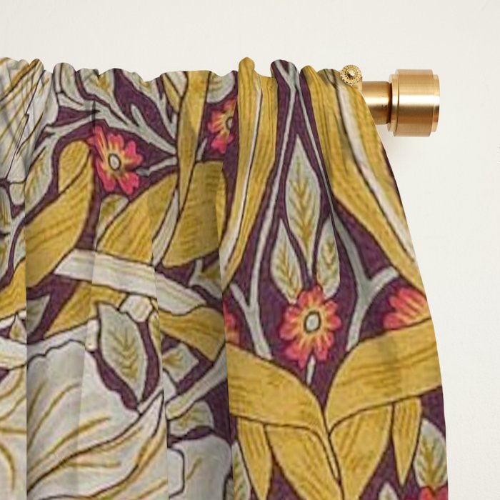 William Morris Vintage Pimpernel Golden Mustard Window Curtain Gallery Image 2