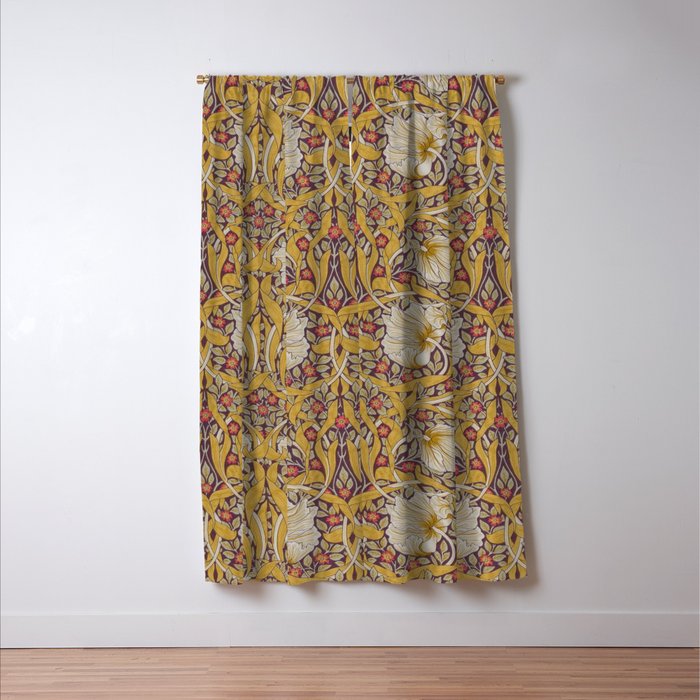 William Morris Vintage Pimpernel Golden Mustard Window Curtain Gallery Image 3