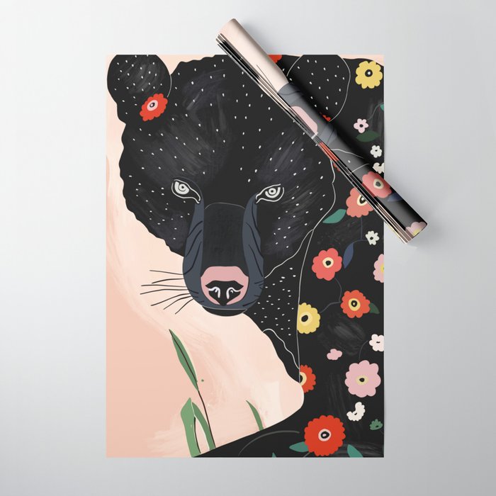 Floral Bear Wrapping Paper Gallery Image 1