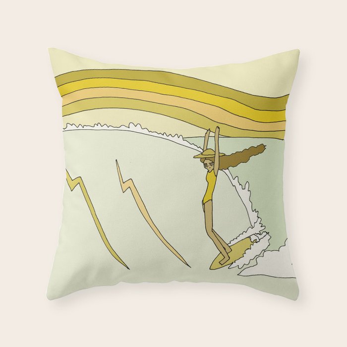the spirit of aloha rell sunn 70s surf // retro surf art by surfy birdy Throw Pillow Gallery Image 6