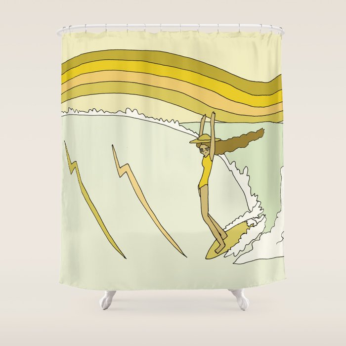 the spirit of aloha rell sunn 70s surf // retro surf art by surfy birdy Shower Curtain Gallery Image 1