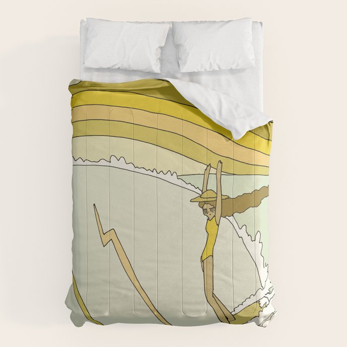 the spirit of aloha rell sunn 70s surf // retro surf art by surfy birdy Comforter Gallery Image 1