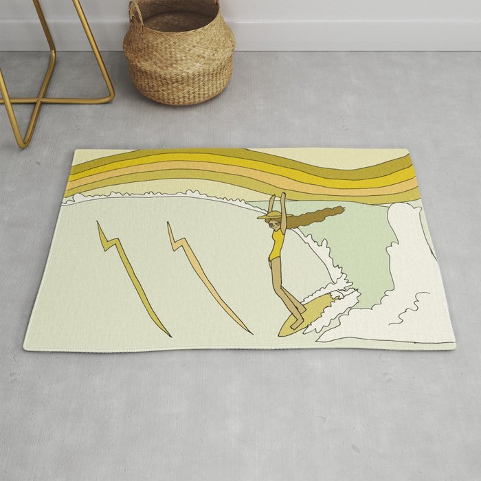 the spirit of aloha rell sunn 70s surf // retro surf art by surfy birdy Rug Gallery Image 1