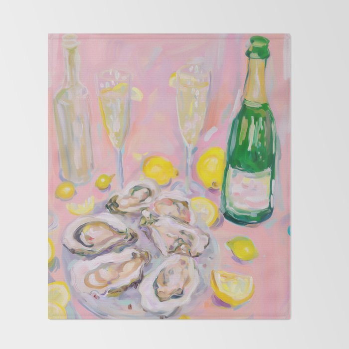 Oysters and Champagne Celebration Throw Blanket Gallery Image 2