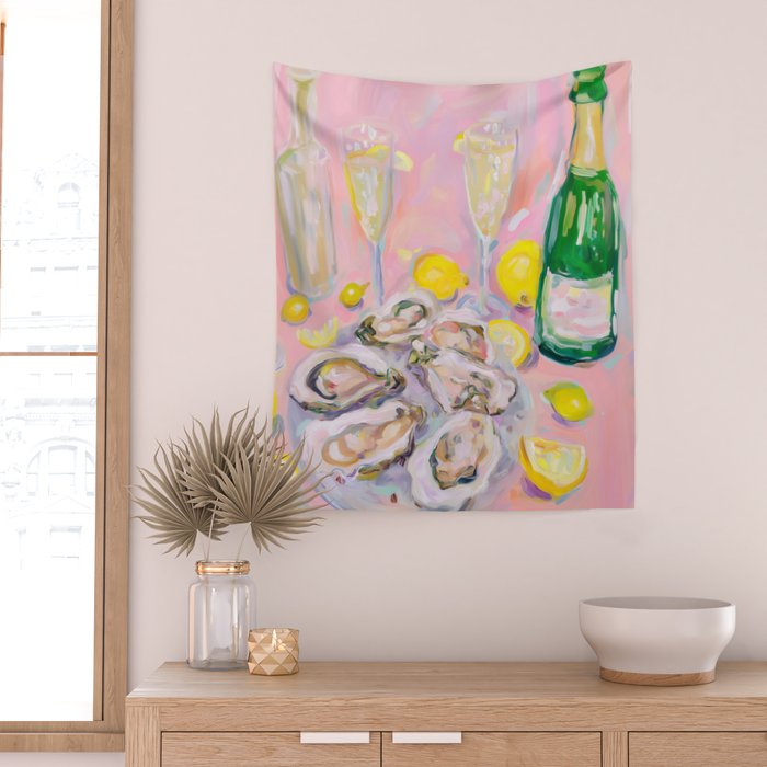 Oysters and Champagne Celebration Wall Tapestry Gallery Image 2