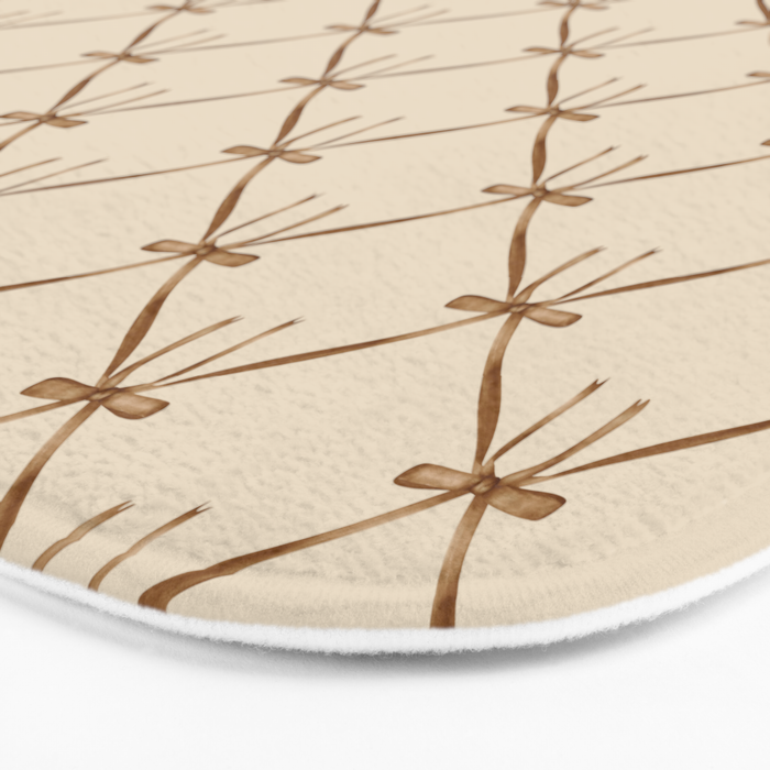 Bows & Ribbons Pattern LVI Neutral Beige Bath Mat Gallery Image 3