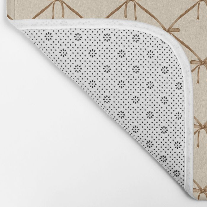 Bows & Ribbons Pattern LVI Neutral Beige Bath Mat Gallery Image 2