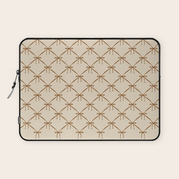 Bows & Ribbons Pattern LVI Neutral Beige Laptop Sleeve Gallery Image 1