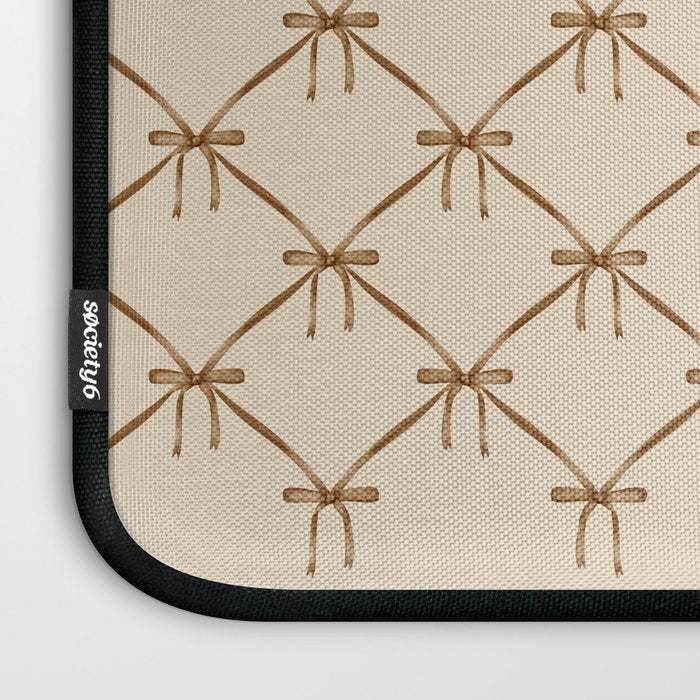 Bows & Ribbons Pattern LVI Neutral Beige Laptop Sleeve Gallery Image 3
