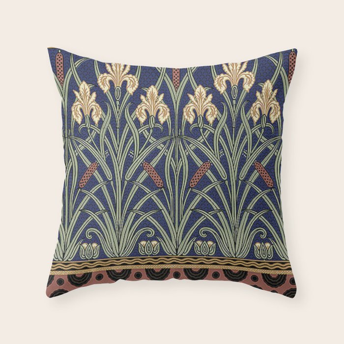 William Morris Iris Art Throw Pillow Gallery Image 1