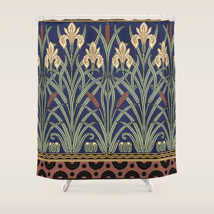 William Morris Iris Art Shower Curtain Gallery Image 1