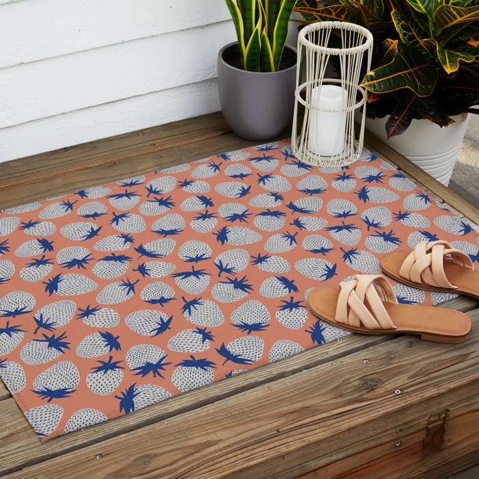 Inky Strawberries Outdoor Rug Gallery Image 2