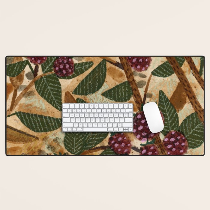 In Season in Red Raspberry and Forest Green Desk Mat Gallery Image 1