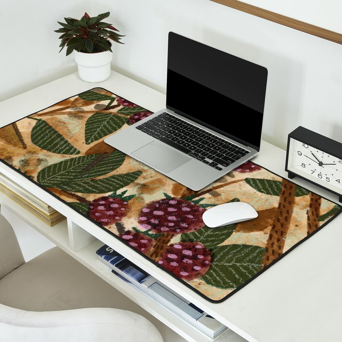 In Season in Red Raspberry and Forest Green Desk Mat Gallery Image 2