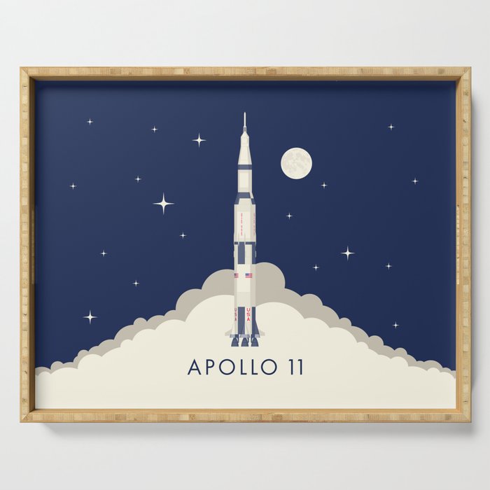 Apollo 11 Space - Saturn Rocket A Serving Tray Gallery Image 1