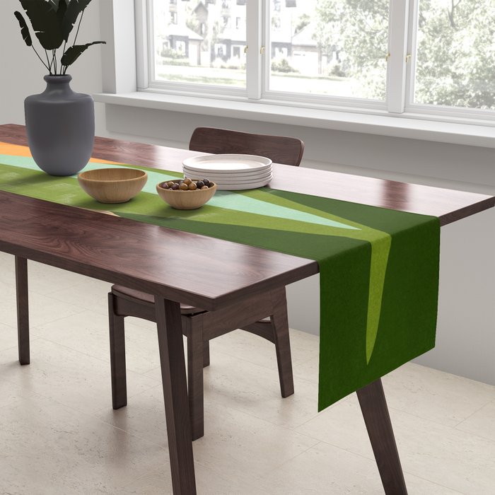 Colorful Agave Painted Cactus Illustration Table Runner Gallery Image 2