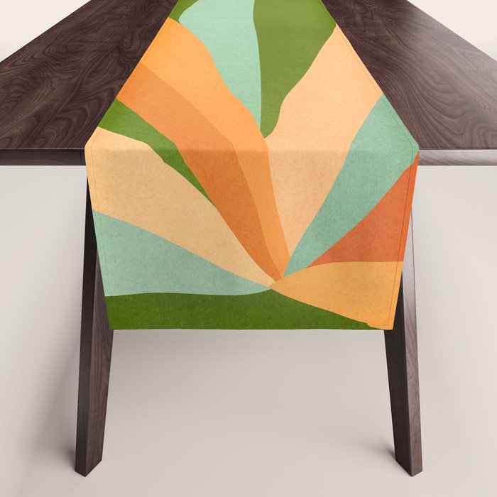 Colorful Agave Painted Cactus Illustration Table Runner Gallery Image 1
