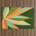 Colorful Agave Painted Cactus Illustration Outdoor Rug Gallery Image 1