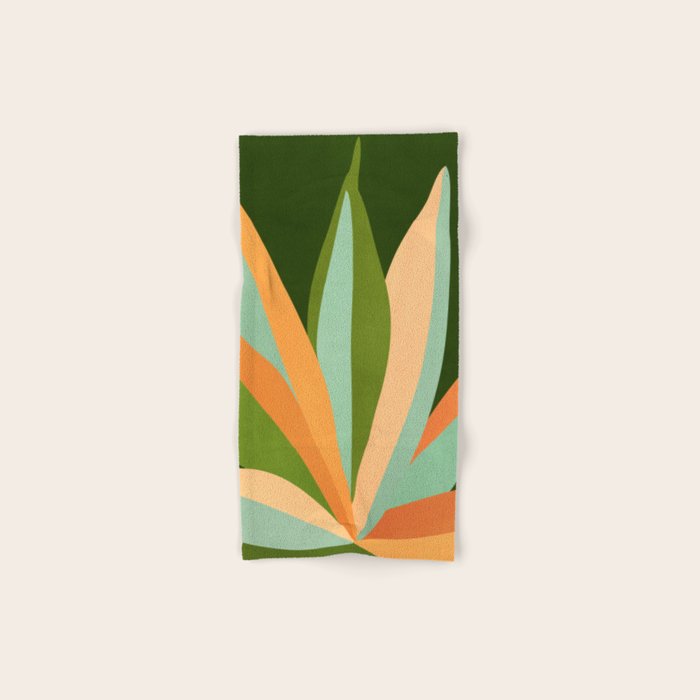 Colorful Agave Painted Cactus Illustration Bath Towel Gallery Image 1