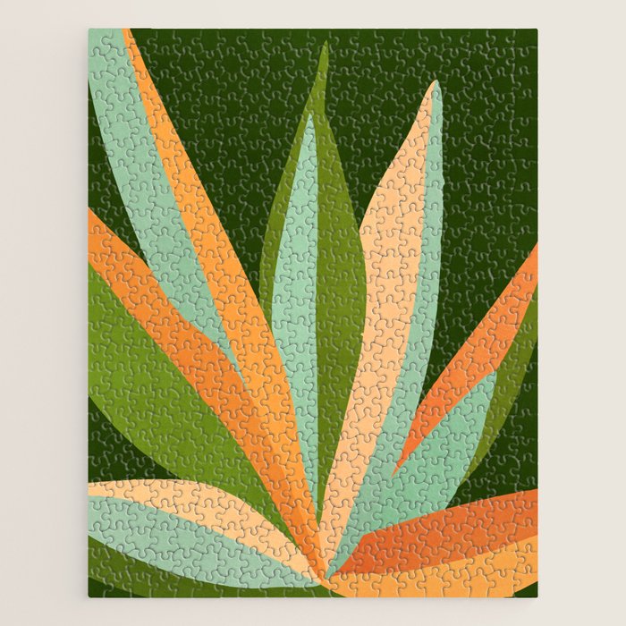 Colorful Agave Painted Cactus Illustration Jigsaw Puzzle Gallery Image 1