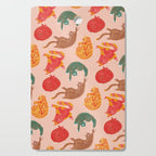 Sleepy Cozy Kitty Cats in Green & Orange Cutting Board Gallery Image 1