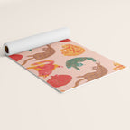 Sleepy Cozy Kitty Cats in Green & Orange Yoga Mat Gallery Image 2