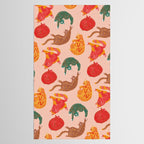 Sleepy Cozy Kitty Cats in Green & Orange Tablecloth Gallery Image 2