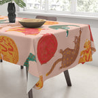 Sleepy Cozy Kitty Cats in Green & Orange Tablecloth Gallery Image 3