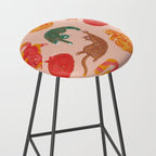 Sleepy Cozy Kitty Cats in Green & Orange Stool Gallery Image 2