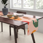 Sleepy Cozy Kitty Cats in Green & Orange Table Runner Gallery Image 2