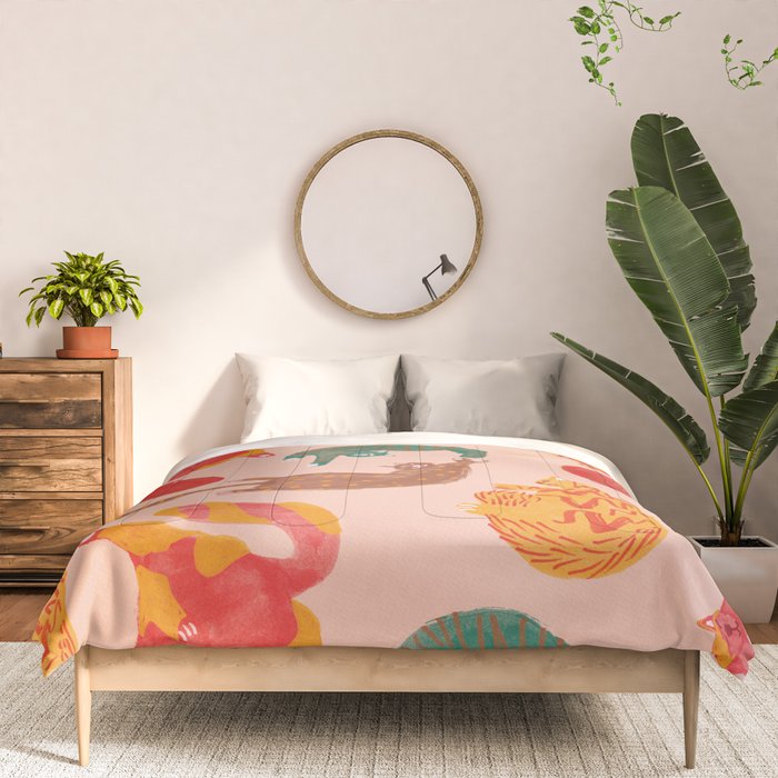 Sleepy Cozy Kitty Cats in Green & Orange Comforter Gallery Image 3