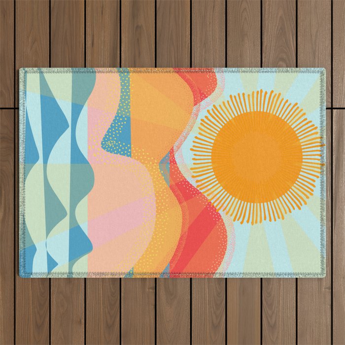 Sunset On Hills and Sea  Outdoor Rug Gallery Image 1