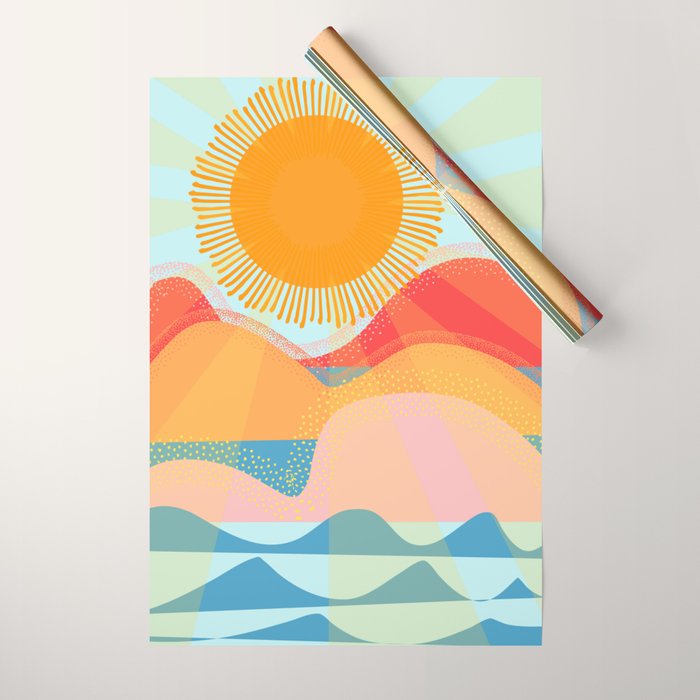 Sunset On Hills and Sea  Wrapping Paper Gallery Image 1