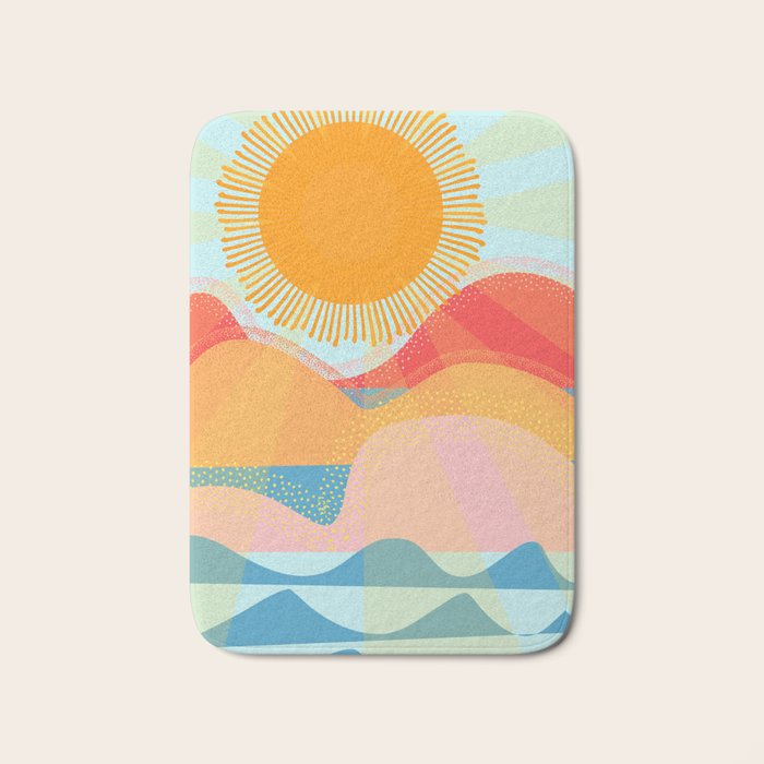 Sunset On Hills and Sea  Bath Mat Gallery Image 1