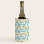 Mid Century Modern Abstract Floral Pattern in Turquoise Teal Aqua and Marigold Wine Chiller Gallery Image 2