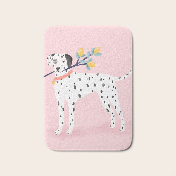Dalmatian with Lemon Tree in Pink Bath Mat Gallery Image 1