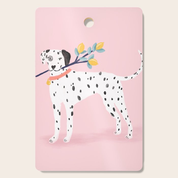 Dalmatian with Lemon Tree in Pink Cutting Board Gallery Image 1