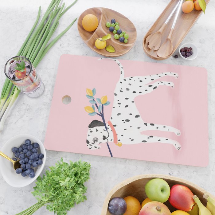 Dalmatian with Lemon Tree in Pink Cutting Board Gallery Image 2