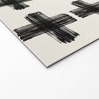 Hand Painted Swiss Cross Pattern - Black on Beige Welcome Mat Gallery Image 2