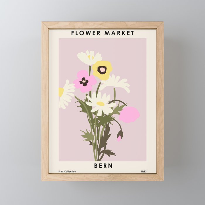 Flower market, Bern, Abstract botanical art Mini Art Print Gallery Image 1