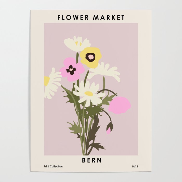 Flower market, Bern, Abstract botanical art Poster Gallery Image 4