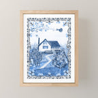 The Old Country Farm in Navy Blue - Farm House Decor Mini Art Print Gallery Image 1