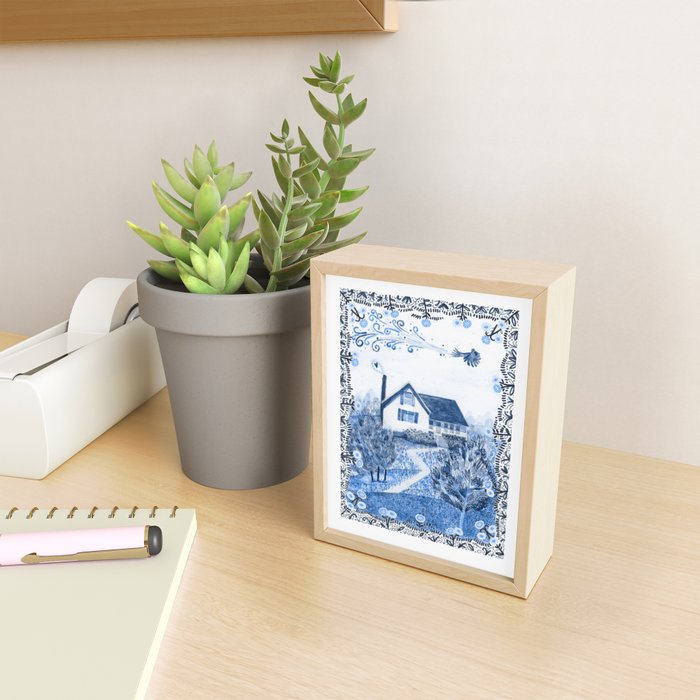The Old Country Farm in Navy Blue - Farm House Decor Mini Art Print Gallery Image 2