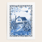 The Old Country Farm in Navy Blue - Farm House Decor Poster Gallery Image 4