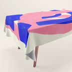 Blue Pink Fun Colorful Mid Century Modern Abstract Painting Shapes Pattern Tablecloth Gallery Image 1